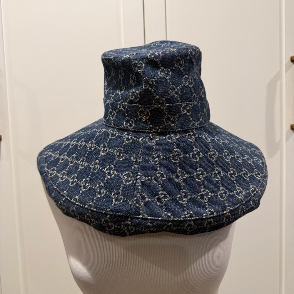 Gucci Denim Monogram Wide-Brim Hat - Rare and Hard to Find! New.